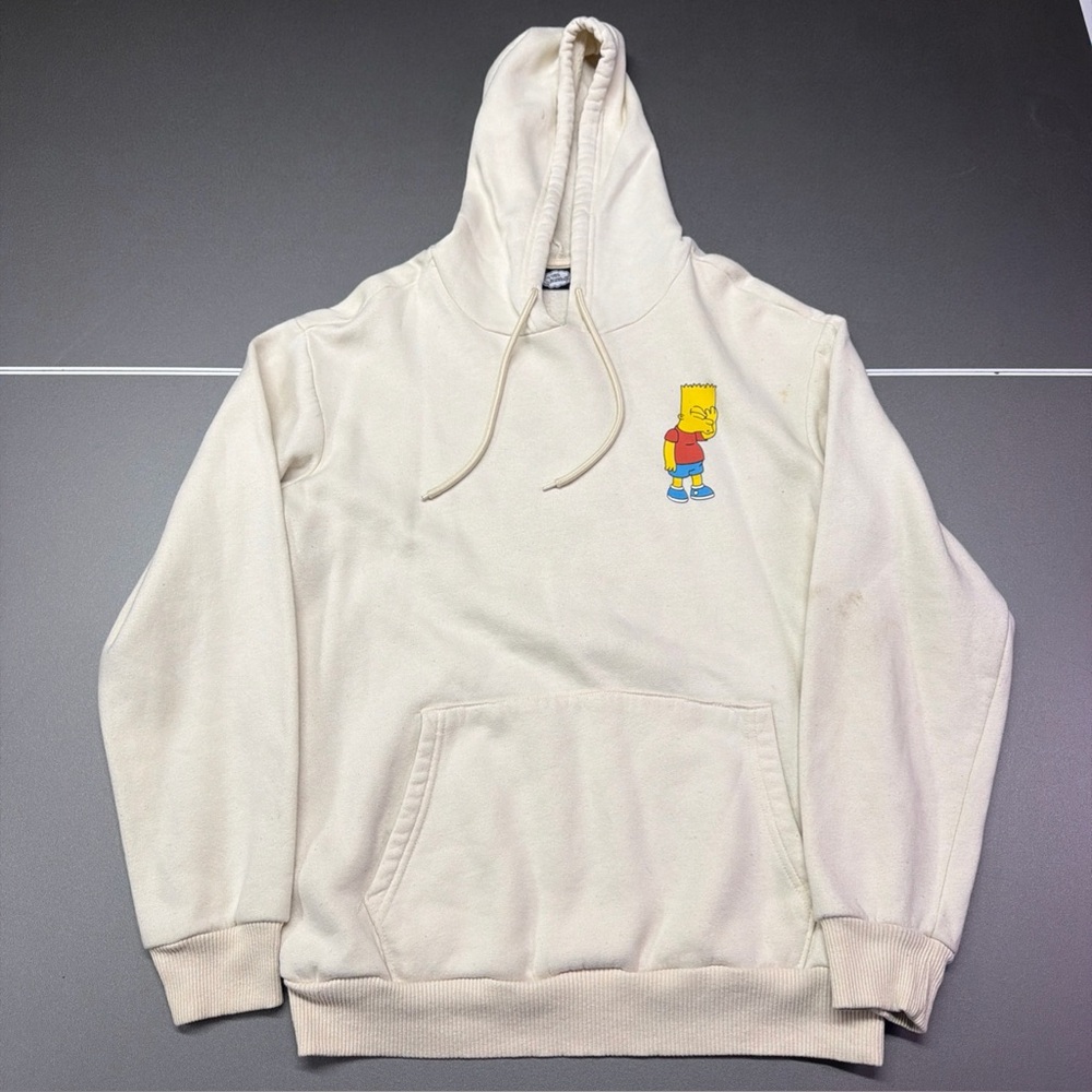 The Simpsons Bart Simpson Cream Hoodie Adult Small Y2K Collectors 80s Sitcom‎